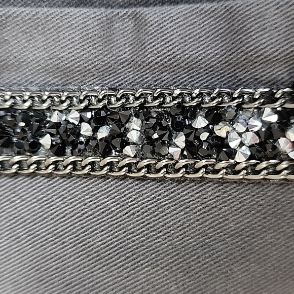 TYLI Italy Two-Layer Chain Rhinestone Detail Gray Coat - Picture 6 of 13